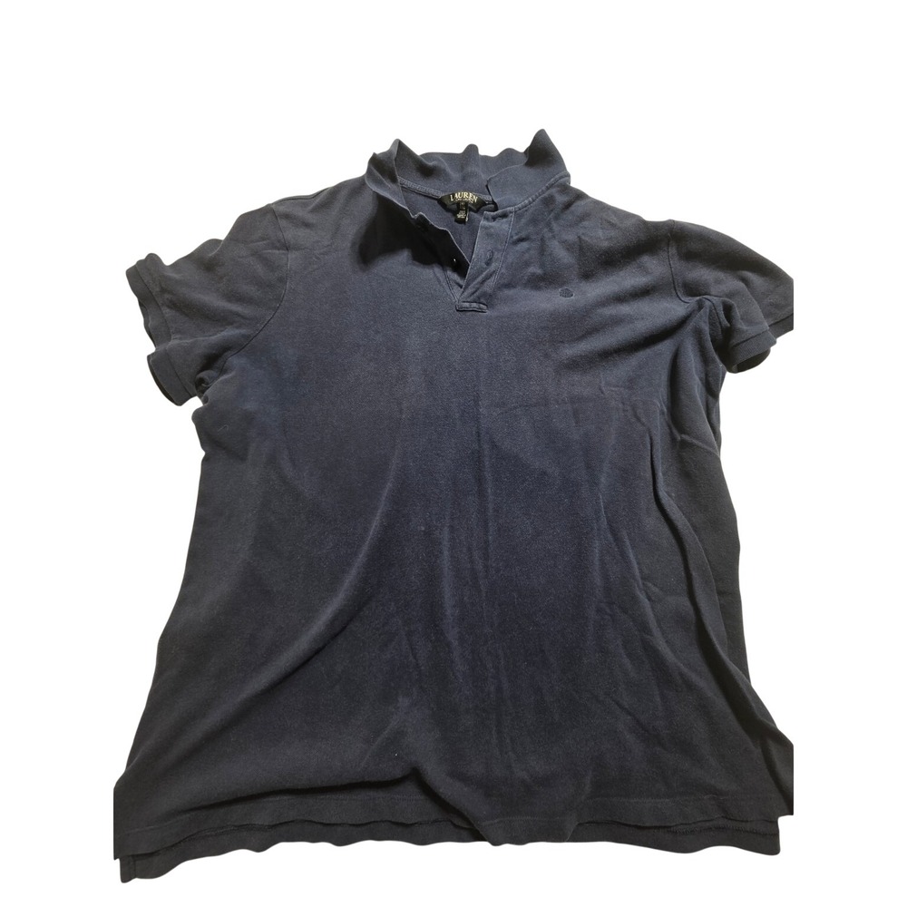 Lauren Ralph Lauren Women 2X Navy Blue Polo Shirt Short Sleeve Embroidered Logo